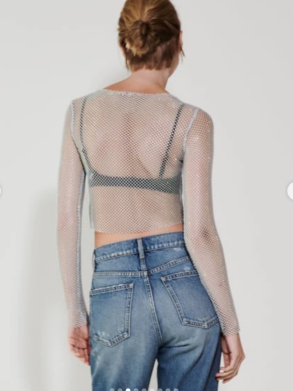 ZARA CAMISETA crop in silver size Small